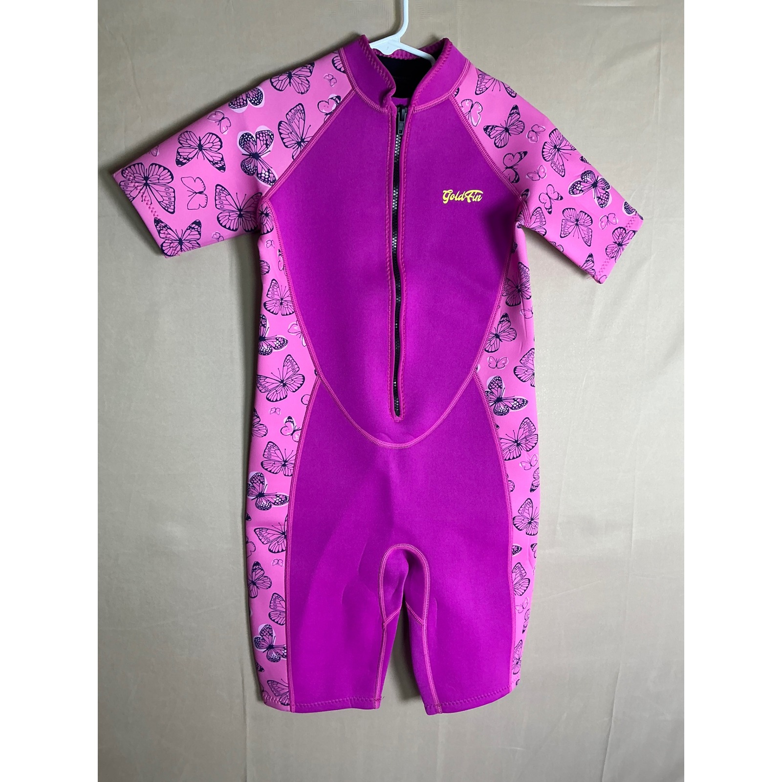 Goldfin Kids Wetsuit 2mm Neoprene Shorty Pink Butterfly Girls Size 14 New